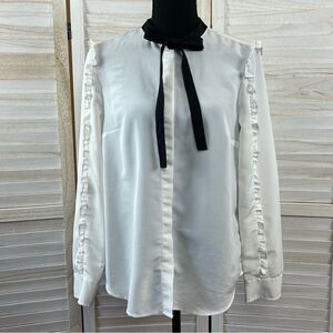 Draper James White Blouse with Black Bow